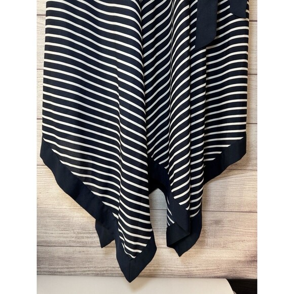Banana Republic Strappy Handkerchief Hem Dress Midi Blue Stripe 6 - Picture 6 of 9